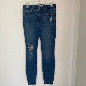 Good American Women’s Good Legs distressed jeans size 6/28 frayed bottoms. EUC!